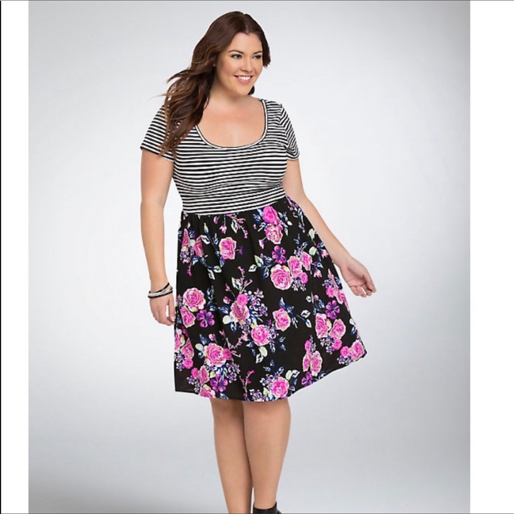 Torrid stripe and floral dress